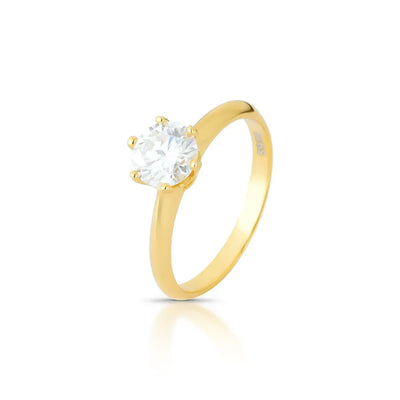 Anel Solitário Moissanite Lumière Prata 925 com Banho de Ouro 18k