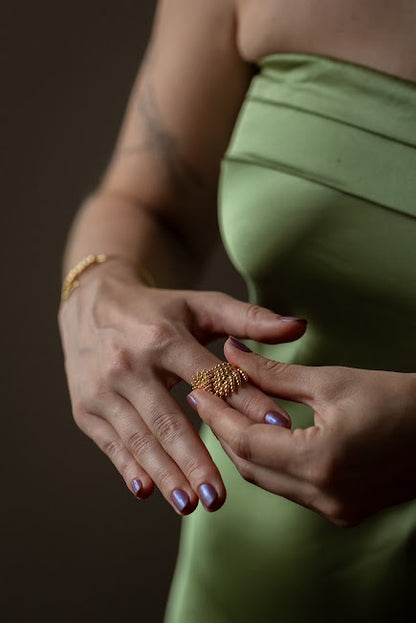 Anel XAX Esferas em Ouro Vermeil 18K