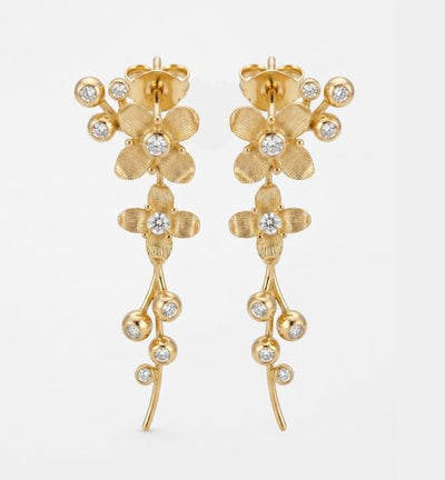 Brinco Ilex Bloom em Ouro Vermeil 18K e Topázios Brancos
