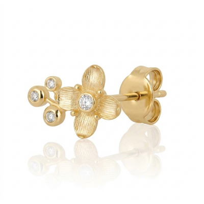 Brinco Ilex Bloom Stud em Ouro Vermeil 18K e Topázios Brancos.