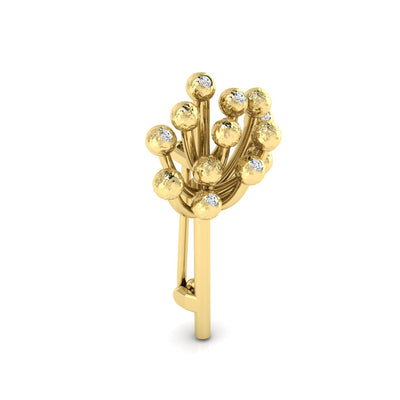 Broche Araucária em Ouro Vermeil 18K com Safiras Brancas Naturais