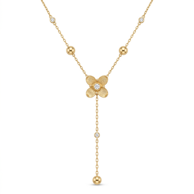 Colar Ilex Bloom  em Ouro Vermeil 18K com Topázios Brancos