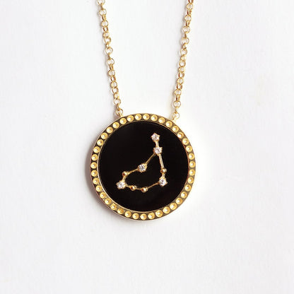 Colar Noite Estrelada Capricórnio em Ouro Vermeil 18K e Safiras Brancas