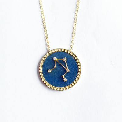 Colar Noite Estrelada Libra em Ouro Vermeil 18K e Safiras Brancas