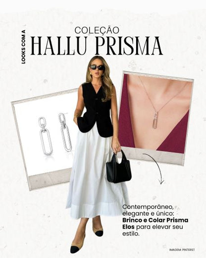 Colar Hallu Prisma em Prata 925 Cravejado com Banho de Ródio