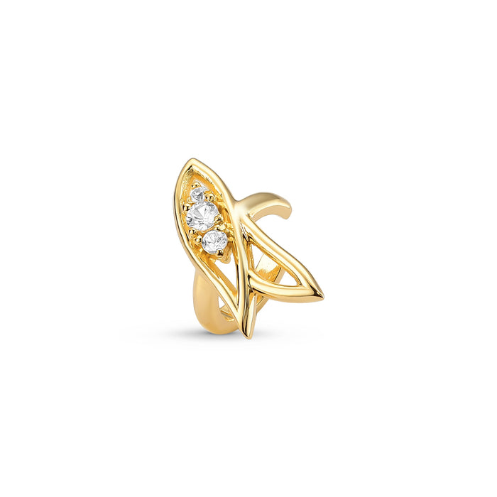 Piercing Strelitzia em Ouro Vermeil 18K e Safiras Brancas