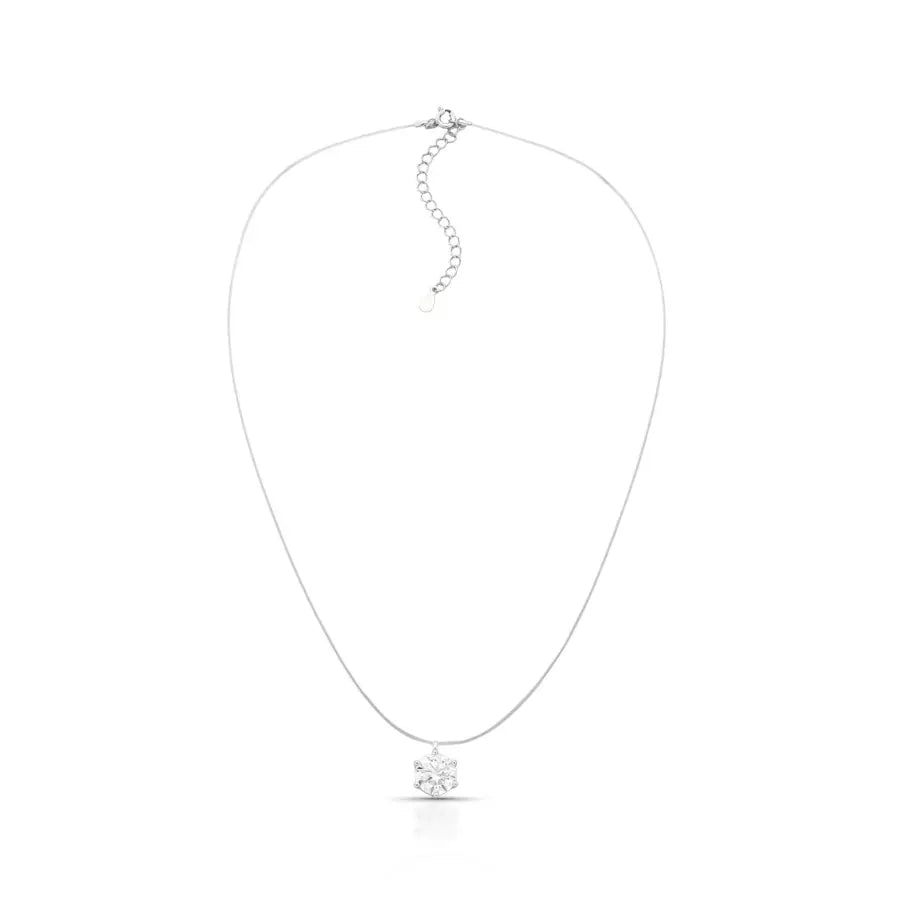 Colar Ponto de Luz Flutuante Moissanite Lumière | Prata com Ródio