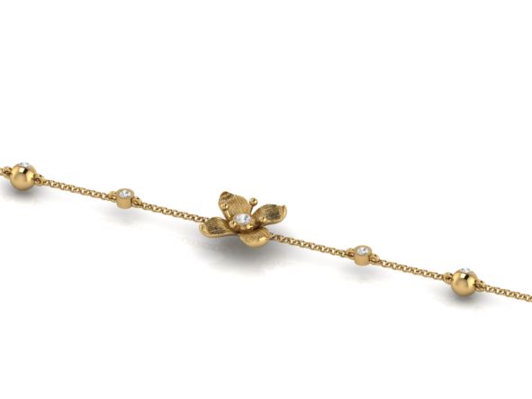 Pulseira Ilex Bloom em Ouro Vermeil 18K  e Topázios Brancos.