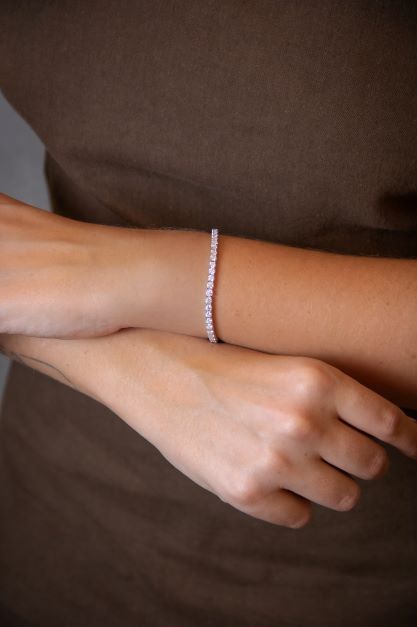 Pulseira Riviera Moissanites Lumière | Prata com Ródio